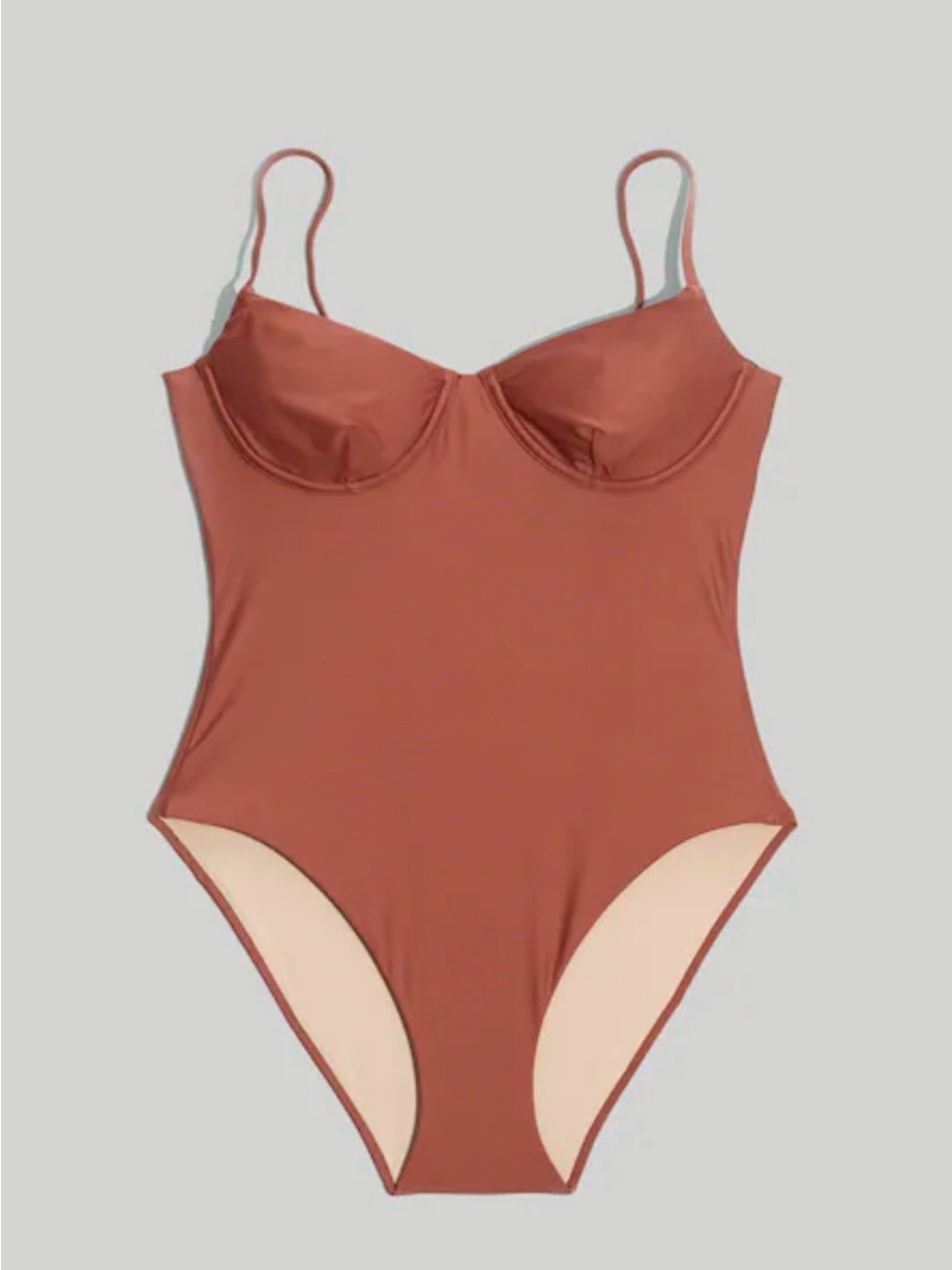 Madewell Second Wave Seamed One-Piece Swimsuit / LARGE / WEATHERED BRICK